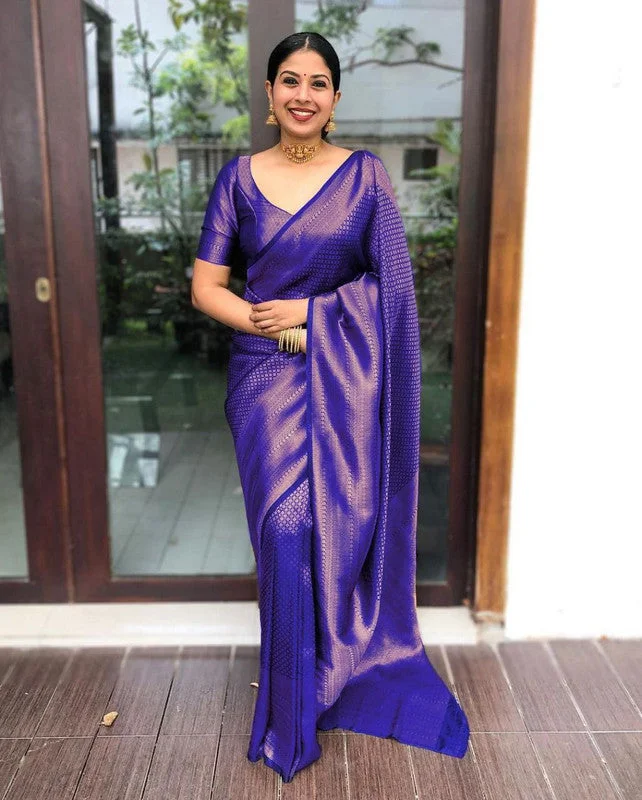 Women Banarasi Silk Woven Saree With Blouse Piece Boho Chic Blouse