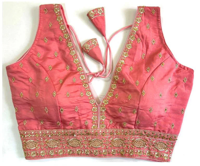 Women's Peach Colour Silk Readymade Blouse Versatile Layering Blouse