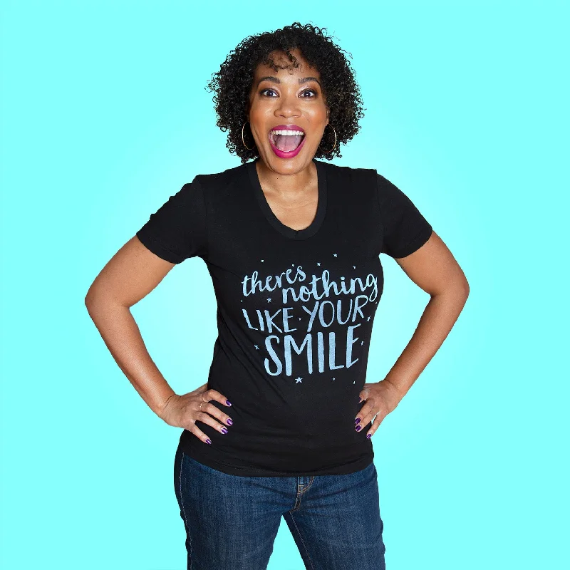 NOTHING LIKE YOUR SMILE Women/Junior Fitted T-Shirt-- Sequined Glittery Shiny
