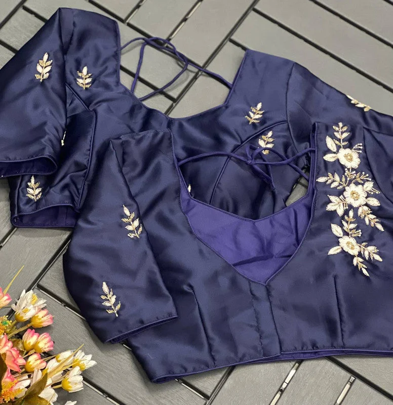 Women's Navy Blue Colour Pure Silk Readymade Blouse Loose Oversized Blouse