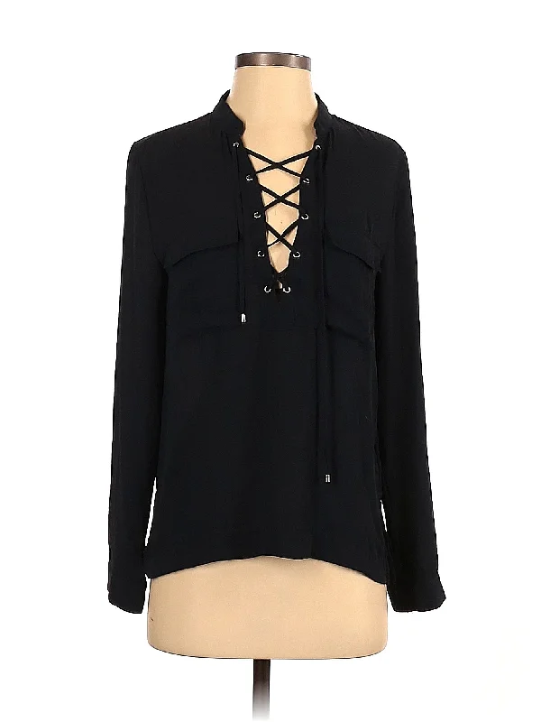 Long Sleeve Blouse Satin Bow Blouse