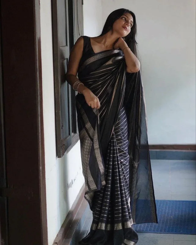 Women Banarasi Silk Woven Saree With Blouse Piece Soft Modal Blouse