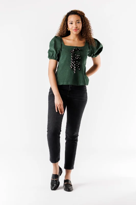 The Chia Blouse - Vine Corduroy Elegant Silk Blouse