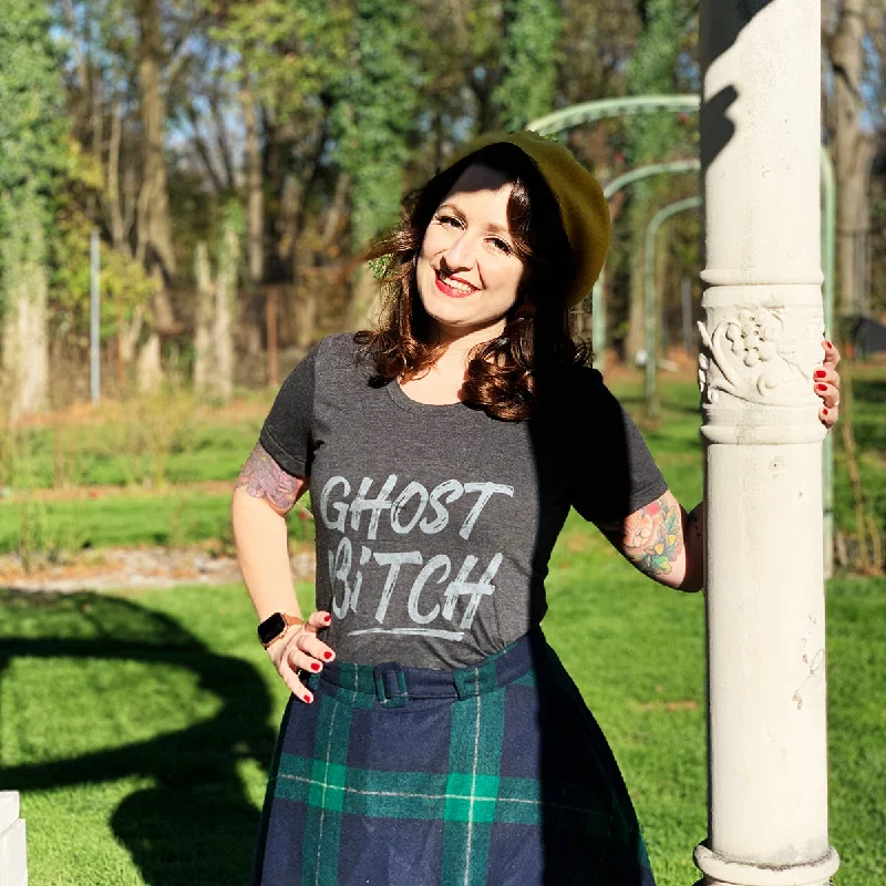GHOST BITCH Women/Junior Fitted T-Shirt-- Embroidered Appliqued Beaded