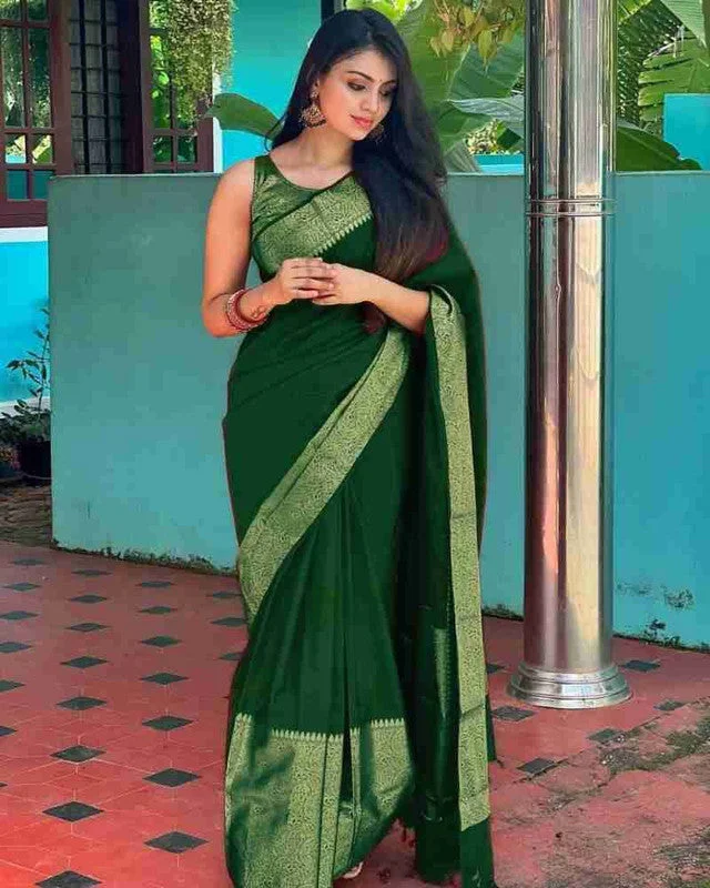 Women Banarasi Silk Woven Saree With Blouse Piece Lightweight Chiffon Blouse