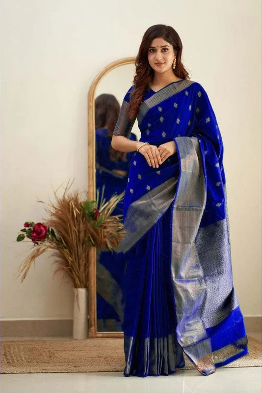 Women Banarasi Silk Woven Saree With Blouse Piece Feminine Pastel Blouse