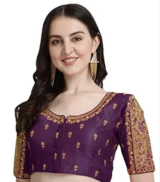 Women's Purple Phantom Silk Readymade Blouse Feminine Puff Blouse