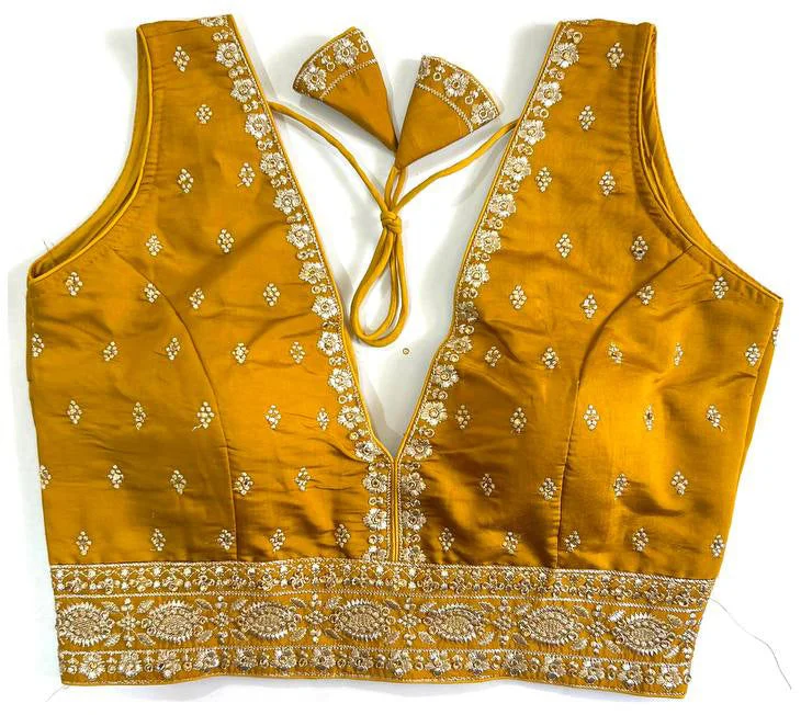 Women's Mustard Colour Silk Readymade Blouse Classic Minimalist Blouse