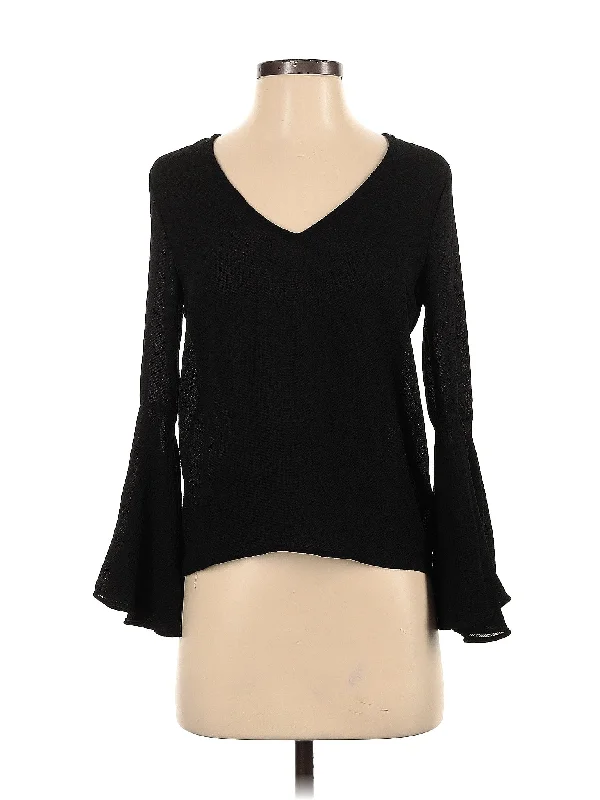 Long Sleeve Blouse Textured Cotton Blouse