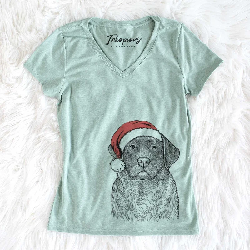 Santa River the English Labrador Retriever - Women's V-neck Shirt -- Basic T-Shirt Crew Neck Short Sleeve Santa River the English Labrador Retriever - Women's V-neck Shirt -- Basic T-Shirt Crew Neck Short Sleeve