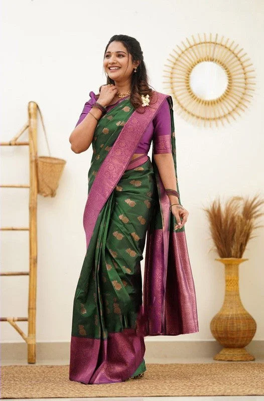 Women Banarasi Silk Woven Saree With Blouse Piece Sleeveless Summer Blouse