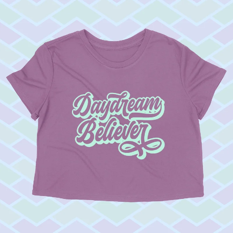 DAYDREAM BELIEVER Women's crop shirt-- Mesh Blend Leather Blend Suede Blend