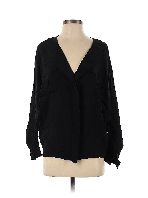 Long Sleeve Blouse Silky Tunic Blouse