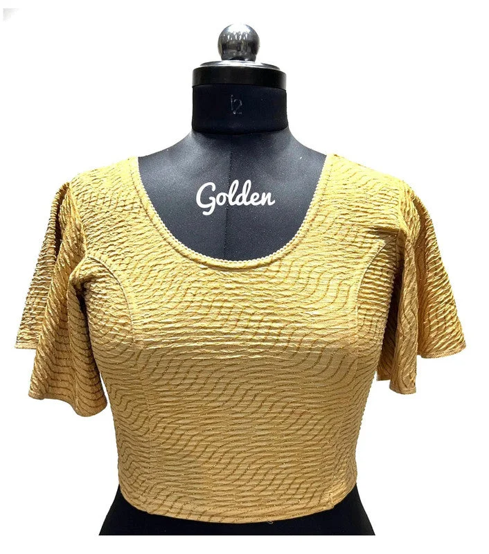 Women's Yellow Colour Foil Lining  Readymade Blouse Sweetheart Neck Blouse