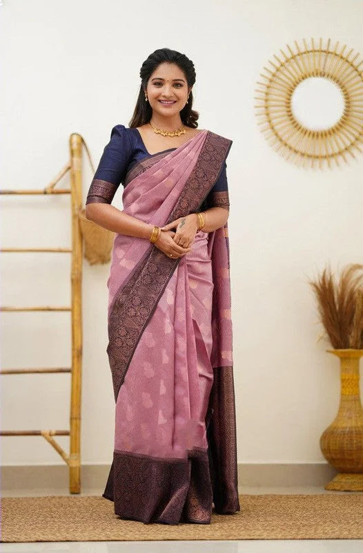 Women Banarasi Silk Woven Saree With Blouse Piece Chic Ruffle Blouse