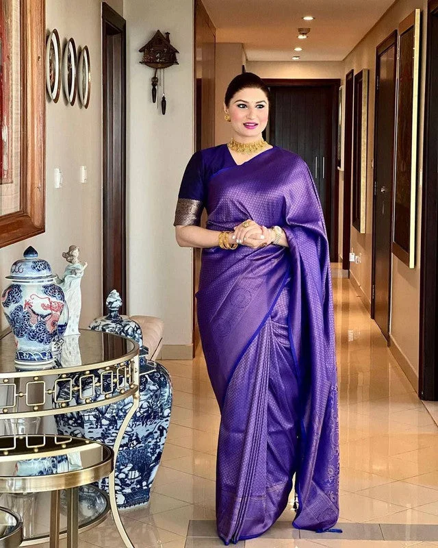 Women Banarasi Silk Woven Saree With Blouse Piece Side Tie Blouse