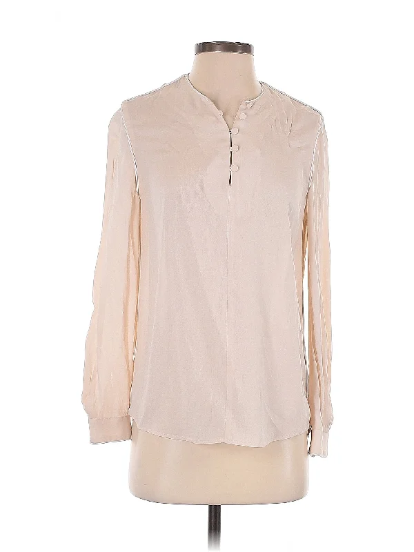 Long Sleeve Blouse Elegant Semi-Sheer Blouse