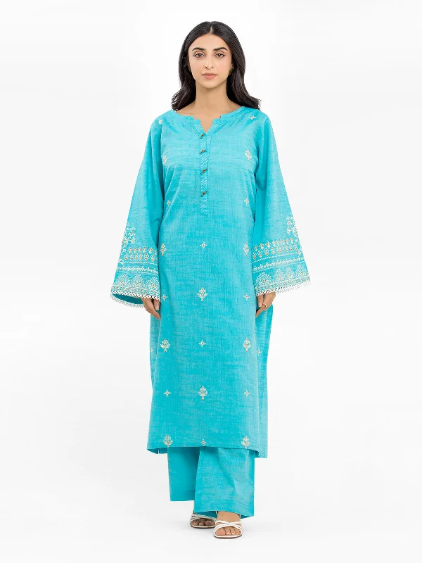 Pret 2Pc Embroidered Chambray Shirt Trouser - EWTKE24-80355ST-- Print Jacquard Patchwork Pret 2Pc Embroidered Chambray Shirt Trouser - EWTKE24-80355ST-- Print Jacquard Patchwork