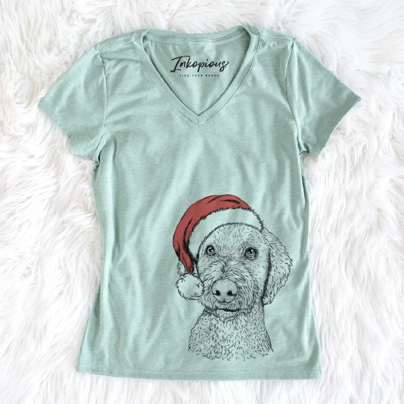 Santa Lucy Boo the Goldendoodle - Women's V-neck Shirt-- Oversized T-Shirt Spandex breathable Santa Lucy Boo the Goldendoodle - Women's V-neck Shirt-- Oversized T-Shirt Spandex breathable