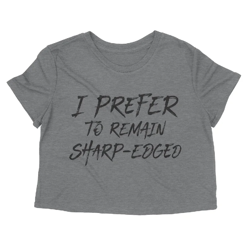 I PREFER TO REMAIN SHARP-EDGED Women's crop shirt-- Asymmetrical Pockets Print