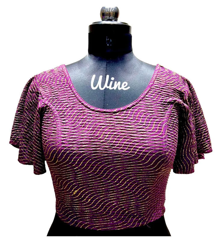 Women's Wine Colour Foil Lining  Readymade Blouse Feminine Pastel Blouse