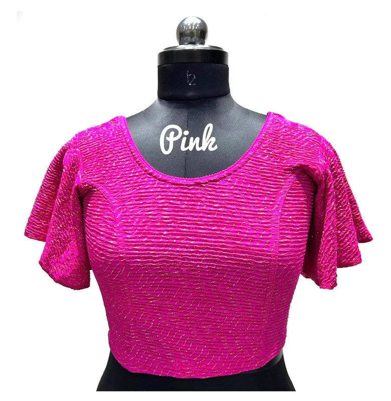 Women's Pink Colour Foil Lining  Readymade Blouse Chic Sleeveless Blouse