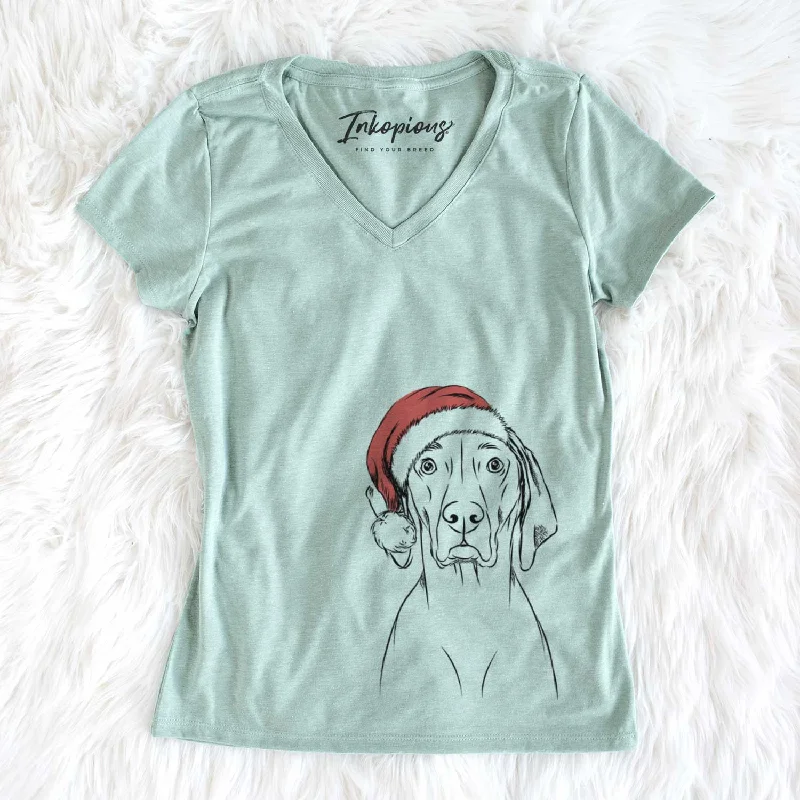 Santa Flint the Weimaraner - Women's V-neck Shirt-- Modern Contemporary Chic