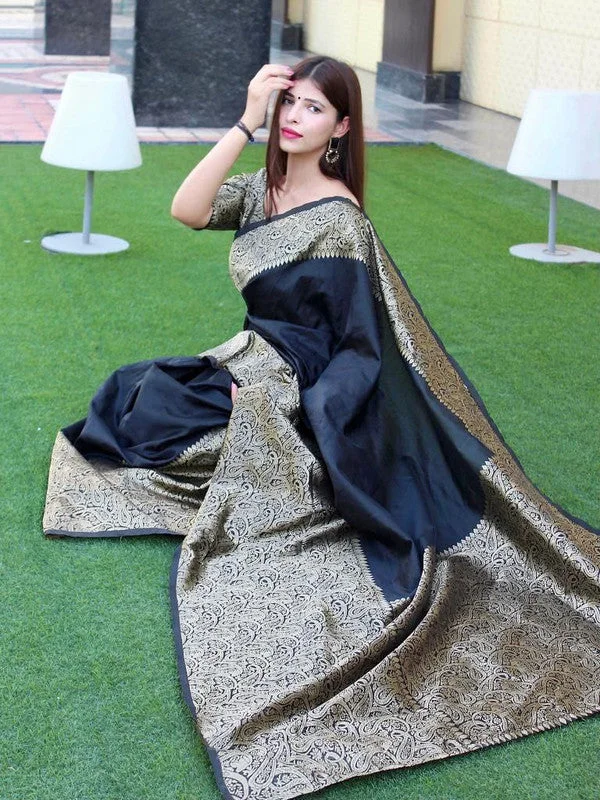 Women Banarasi Silk Woven Saree With Blouse Piece Office Formal Blouse