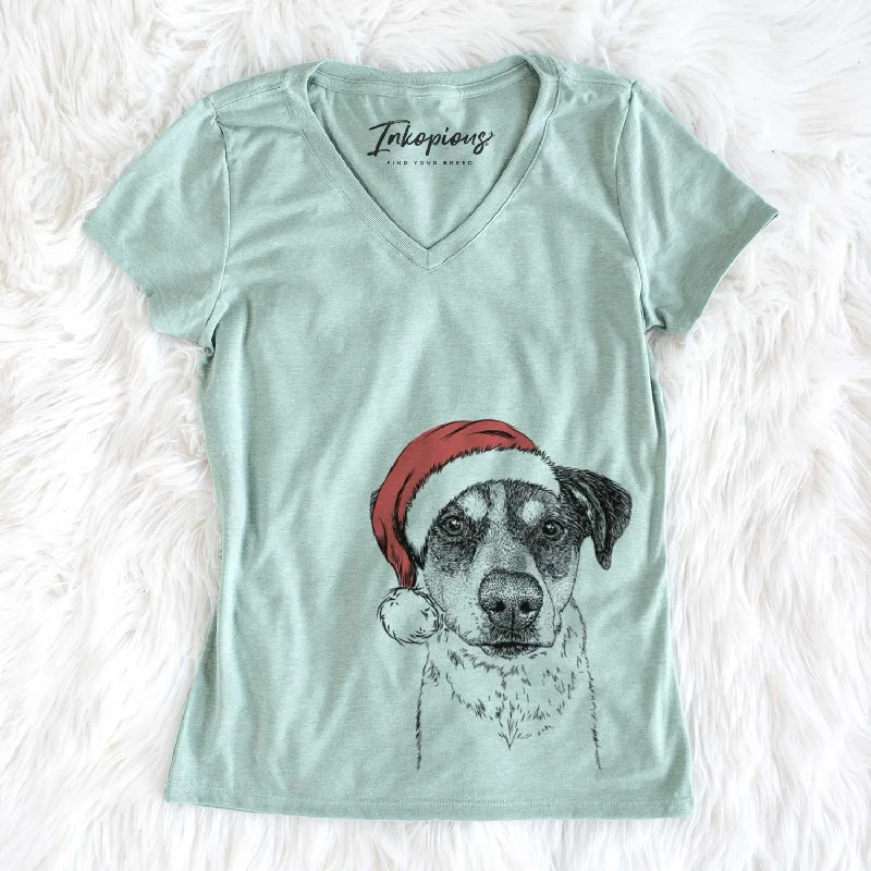 Santa Gertrude the Mixed Breed - Women's V-neck Shirt -- Basic T-Shirt Crew Neck Short Sleeve