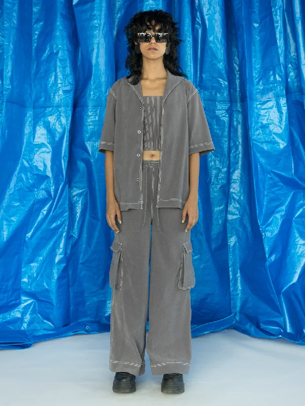 Patthar Bowling Shirt-- Lace Blend Ribbed Blend Corduroy Blend