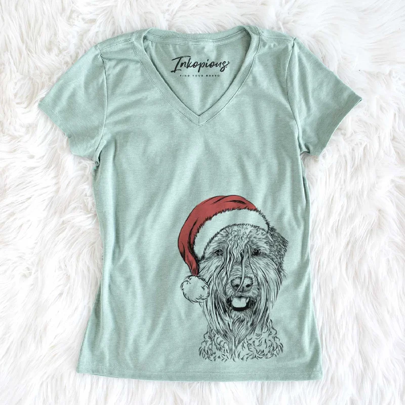 Santa Pierre the Soft Coated Wheaten Terrier - Women's V-neck Shirt-- Hooded Caped Shawl Collar Santa Pierre the Soft Coated Wheaten Terrier - Women's V-neck Shirt-- Hooded Caped Shawl Collar