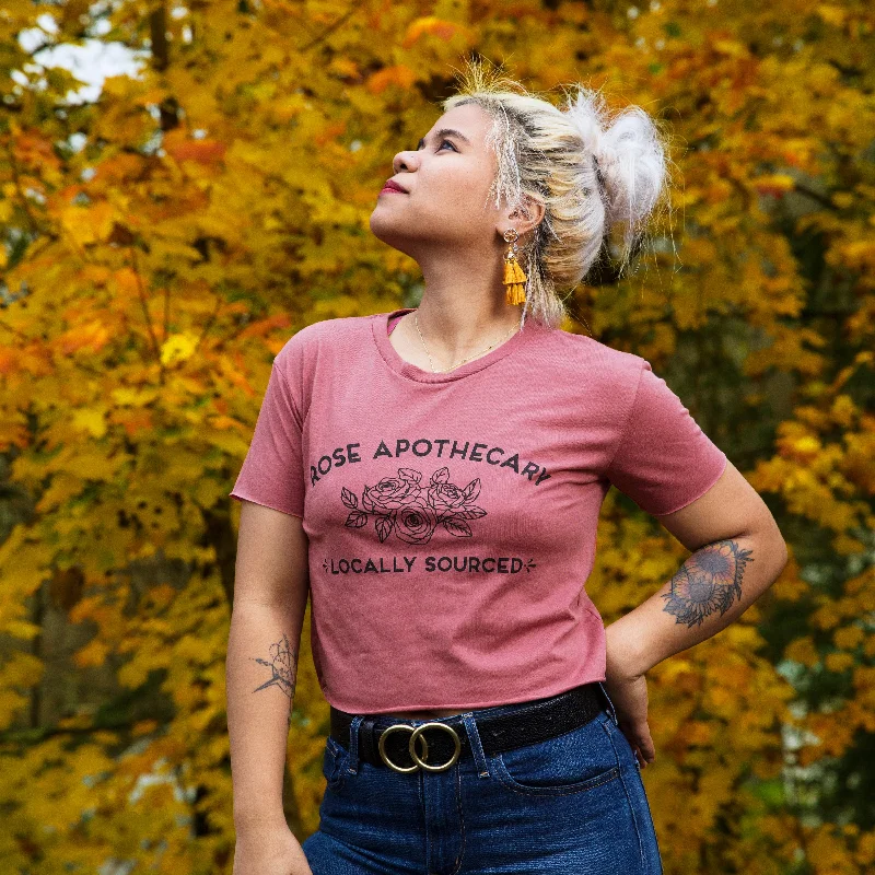 ROSE APOTHECARY Women's crop shirt-- Graphic Embroidered Appliqued
