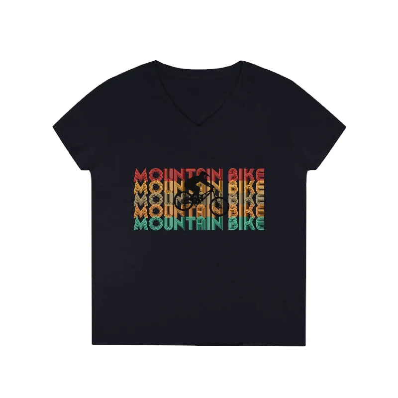 WOMAN'S MTB T SHIRT | MOUNATIN BIKE RETRO | BLACK/WHITE | V - NECK | S - 2XL-- Handmade Hand-knitted Hand-woven WOMAN'S MTB T SHIRT | MOUNATIN BIKE RETRO | BLACK/WHITE | V - NECK | S - 2XL-- Handmade Hand-knitted Hand-woven