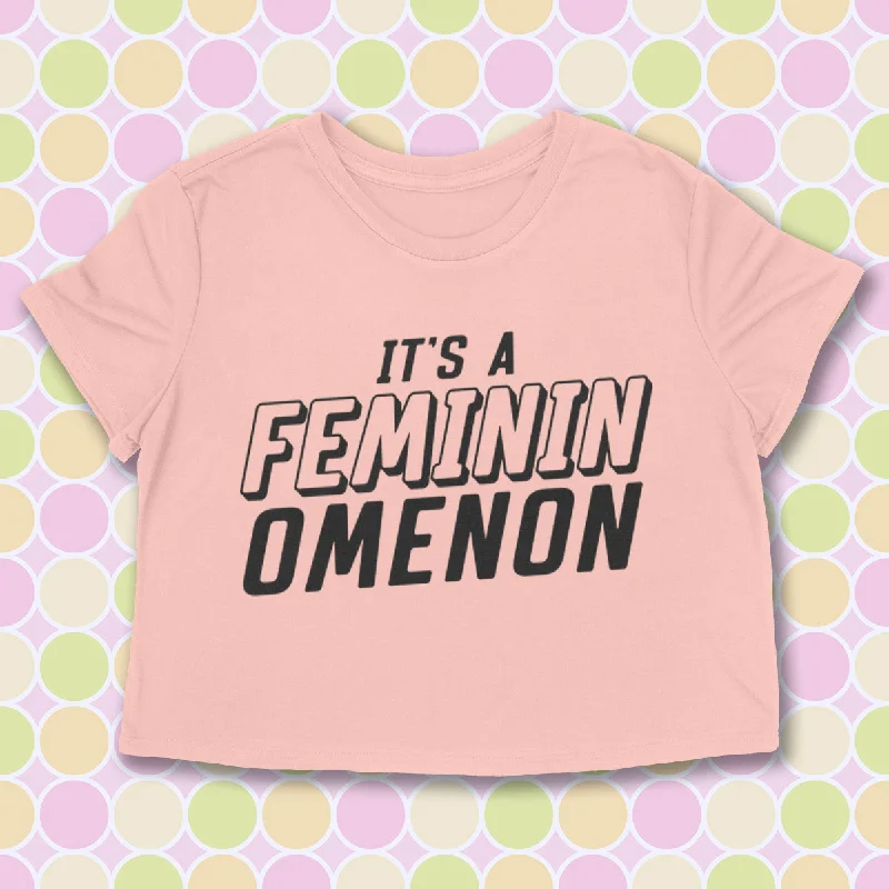 IT'S A FEMININOMENON  Women's crop shirt-- Terry Blend Velvet Blend Canvas Blend