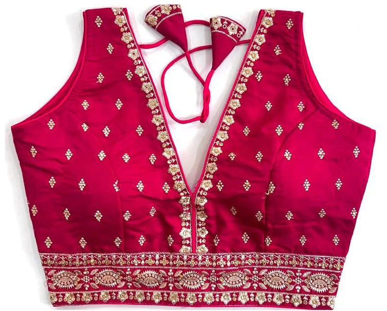 Women's Rani Colour Silk Readymade Blouse Satin Bow Blouse