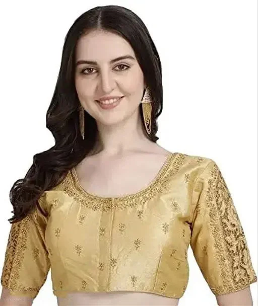Women's Golden Phantom Silk Readymade Blouse Flowy Bohemian Blouse