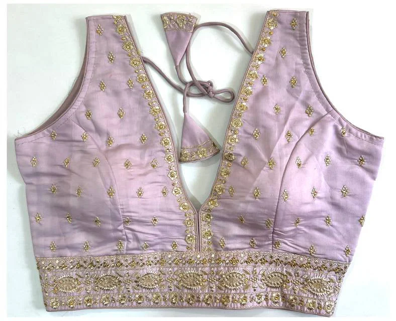 Women's Baby Pink Colour Silk Readymade Blouse Sleeveless Chiffon Blouse