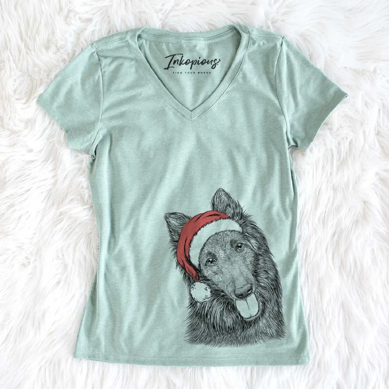 Santa Jaxx the Belgian Tervuren - Women's V-neck Shirt-- Casual Formal Business