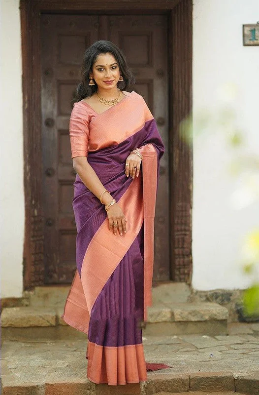 Women Banarasi Silk Woven Saree With Blouse Piece Elegant Office Blouse