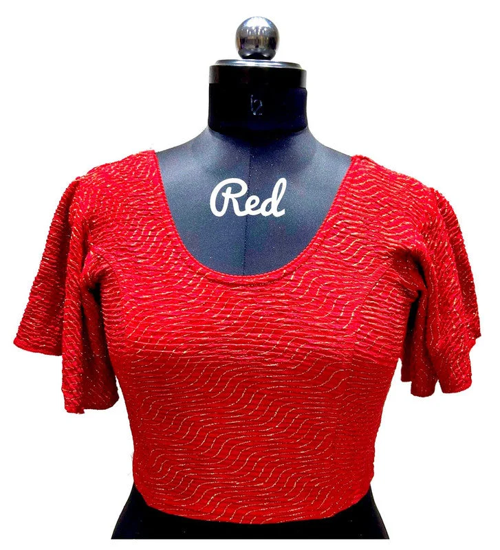 Women's Red Colour Foil Lining  Readymade Blouse Side Tie Blouse