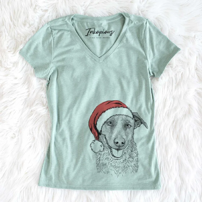 Santa Reef the Mixed Breed - Women's V-neck Shirt-- Handmade Hand-knitted Hand-woven Santa Reef the Mixed Breed - Women's V-neck Shirt-- Handmade Hand-knitted Hand-woven