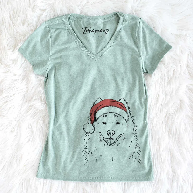 Santa Luka the Samoyed - Women's V-neck Shirt -- Basic T-Shirt Crew Neck Short Sleeve Santa Luka the Samoyed - Women's V-neck Shirt -- Basic T-Shirt Crew Neck Short Sleeve