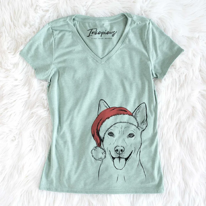 Santa Silly Lilly the Mixed Breed - Women's V-neck Shirt-- Modern Contemporary Chic