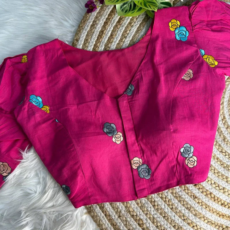 Women's Pink Colour Khadi Cotton Readymade Blouse Stylish Wrap Blouse