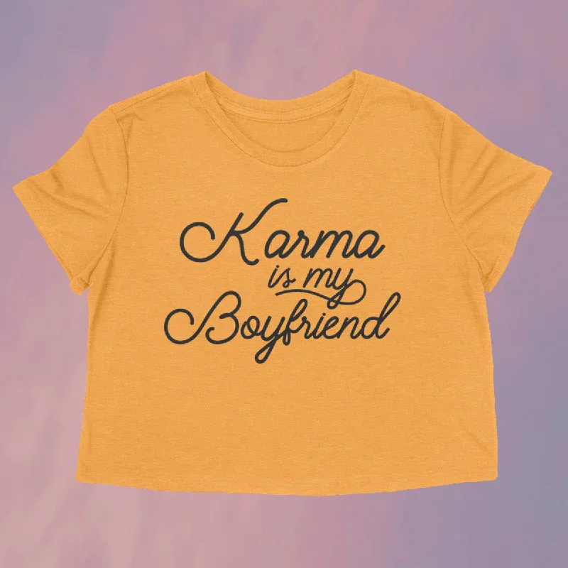 KARMA Women's crop shirt-- Print Jacquard Patchwork