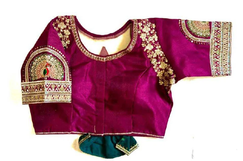 Women's Wine Colour Shining silk Readymade Blouse Loose Oversized Blouse