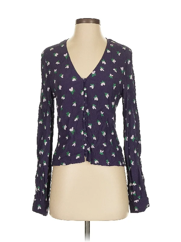 Long Sleeve Blouse Silky Draped Blouse