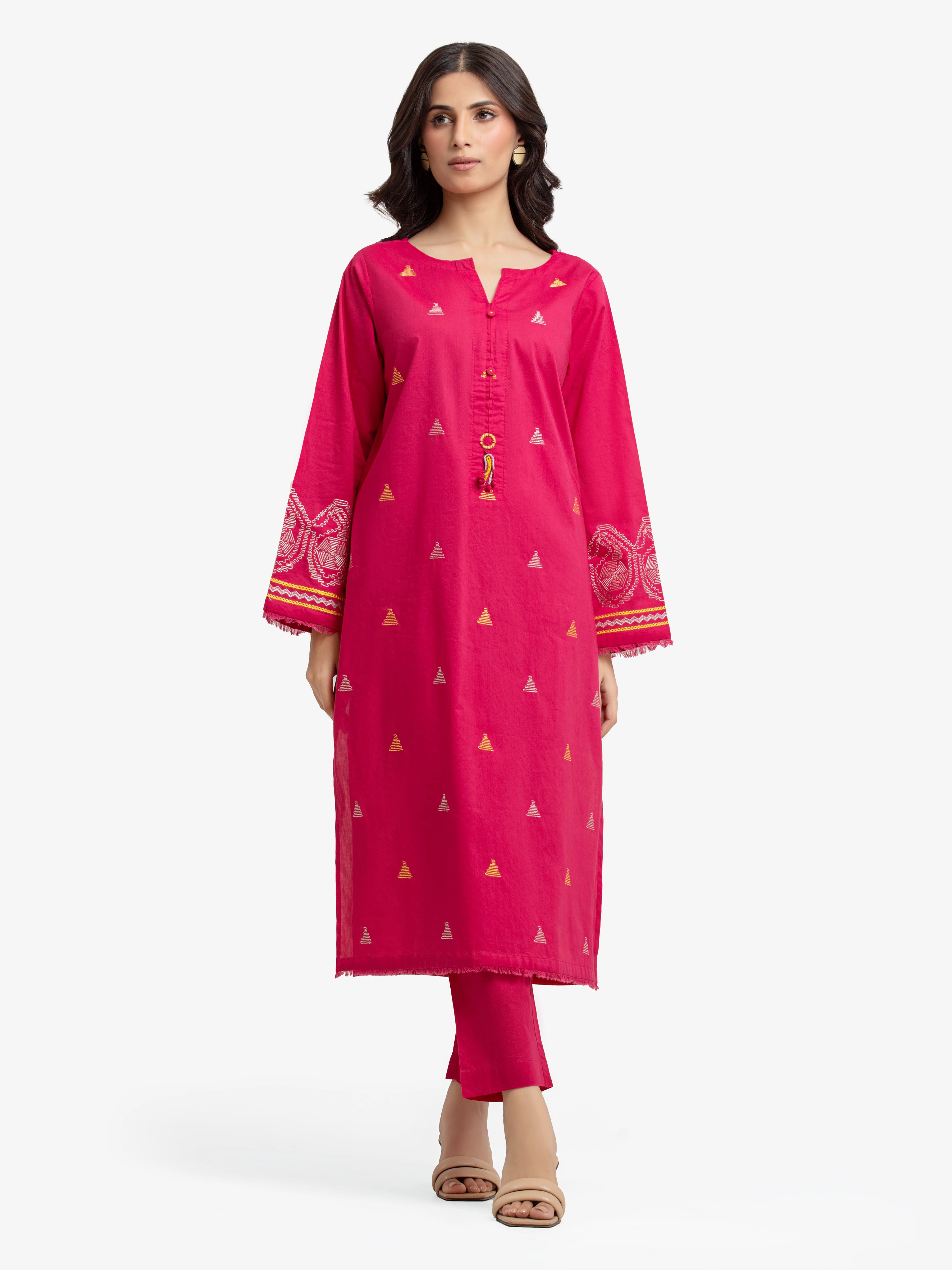 Pret 2Pc Embroidered Cambric Shirt Trouser - EWTKE24-81072ST-- Graphic Embroidered Appliqued