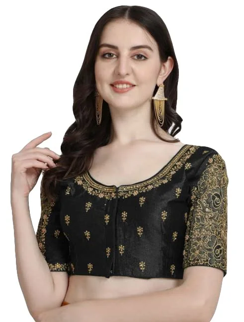 Women's Black Phantom Silk Readymade Blouse Elegant Office Blouse