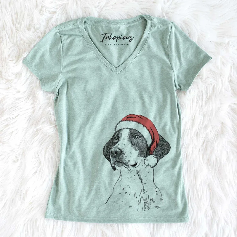 Santa Payton the Mixed Breed - Women's V-neck Shirt-- Rayon Velvet Corduroy